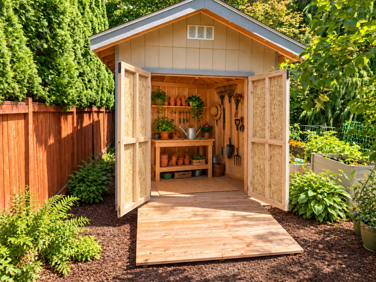 Garden Shed: a real Joint Builders building with digitally staged furnishings