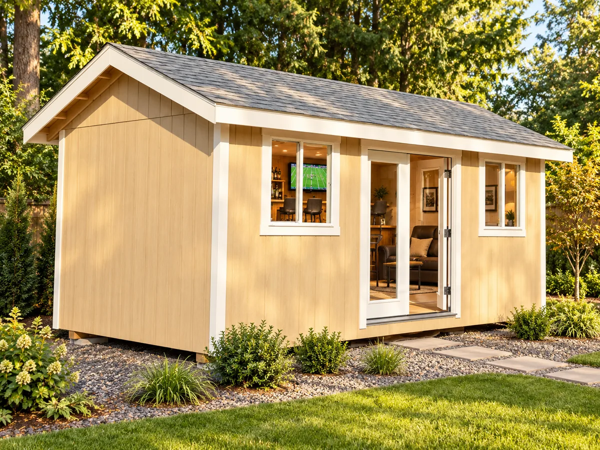 Man-Cave: a real Joint Builders building with illustrative interior staging