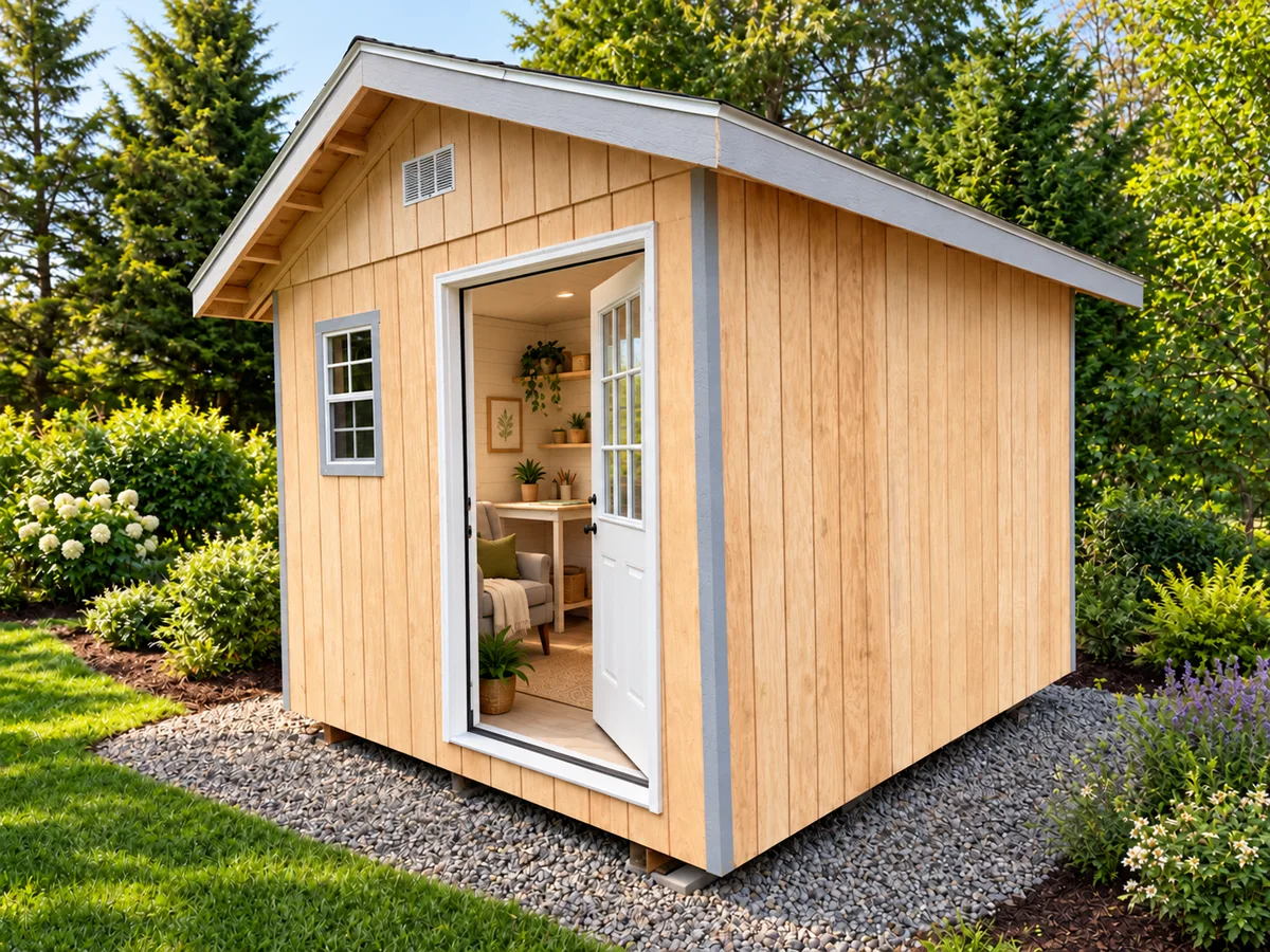 She-Shed: a real Joint Builders building with illustrative interior staging